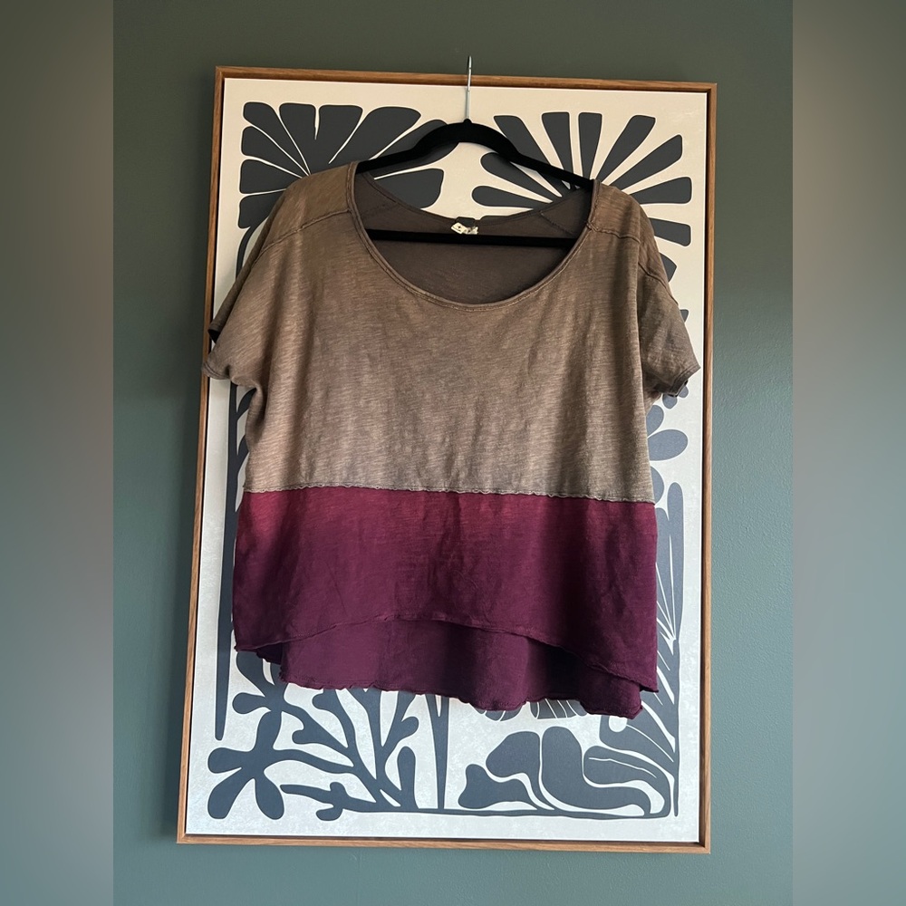 EUC Free People We the Free ombré shirt sleeve over-sized swing top Size Small
